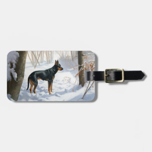 Étiquette À Bagage Doberman Pinscher Laissez Tomber la Neige Noël