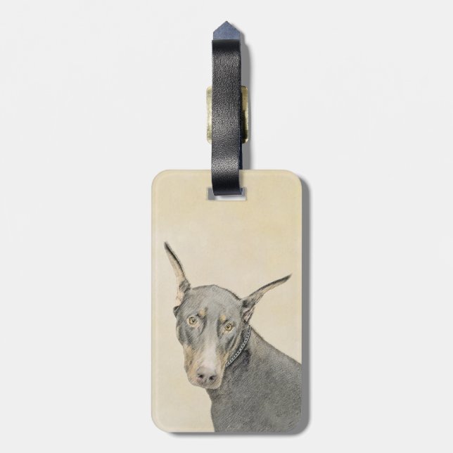 Étiquette À Bagage Doberman Pinscher Peinture - Art Chien original (Dos Vertical)