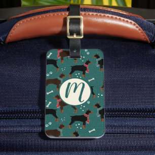 Étiquette À Bagage Dobermans rouges et noirs dans Scarves Motif d'hiv