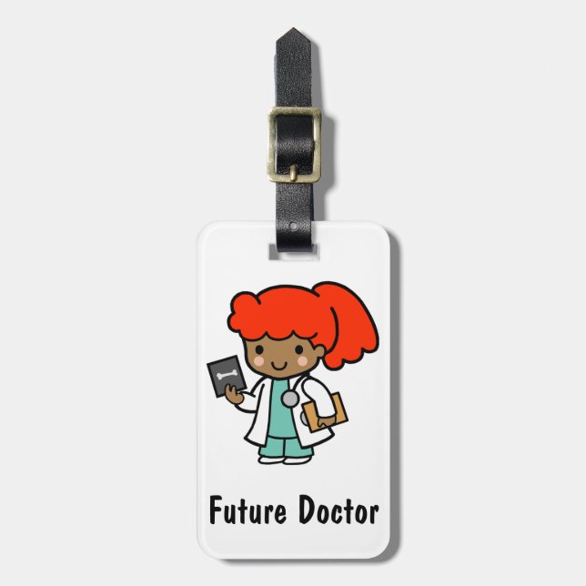 Étiquette À Bagage Docteur fille avec Xray (Devant Vertical)
