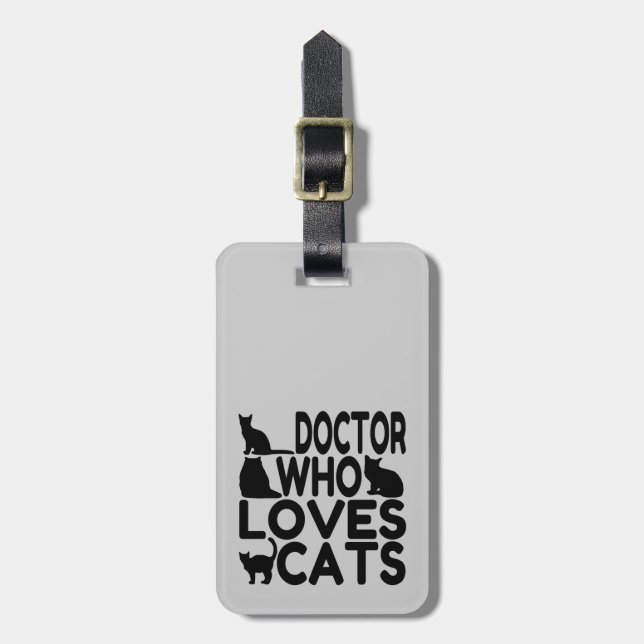 Étiquette À Bagage Docteur qui aime les chats (Devant Vertical)