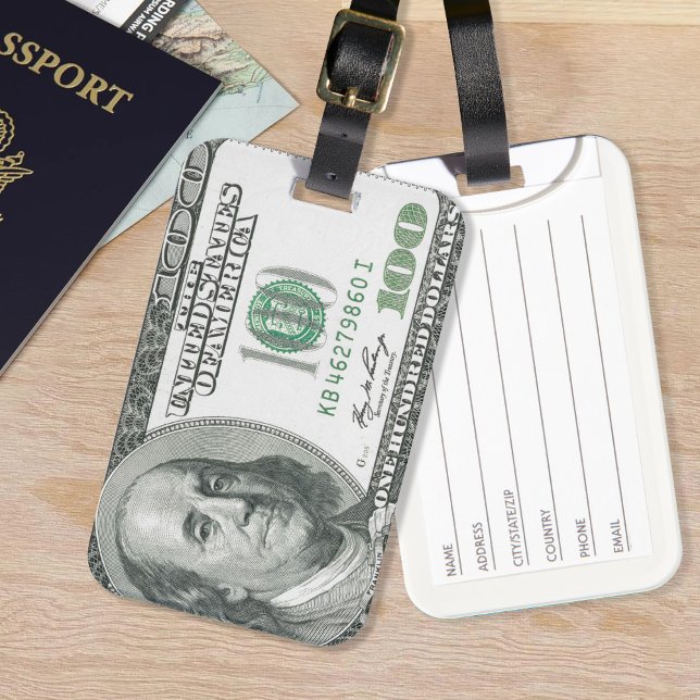Étiquette À Bagage Dollar américain Monétaire Monde Amérique Franklin (Créateur téléchargé)