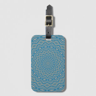 Étiquette À Bagage Dôme bleu classique et Cappuchino effet Mandala