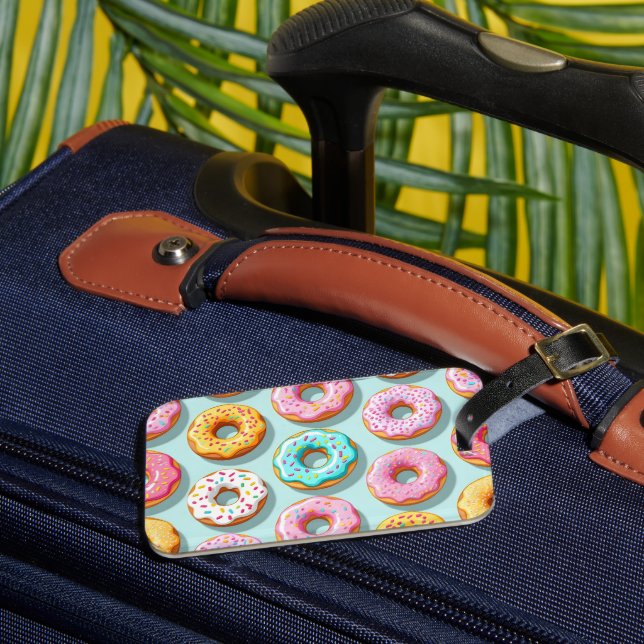 Étiquette À Bagage Donuts à la crème délicieux bleus (Insitu Rectoal 3)