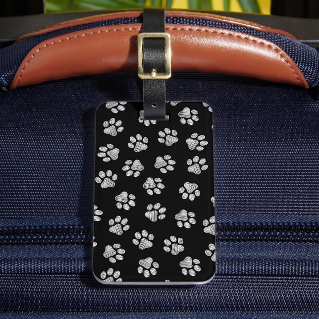 Étiquette À Bagage Doodle Paws, pattes de chien, pattes blanches (Insitu Rectoal 2)