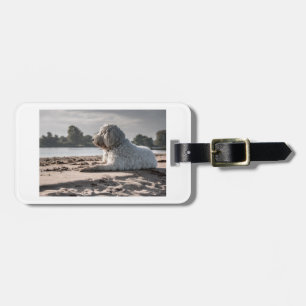 Étiquette À Bagage doré sur la plage
