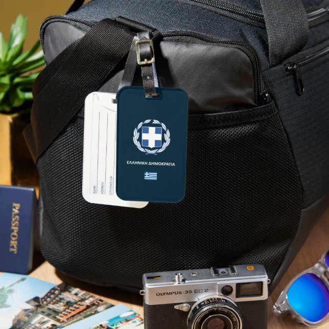 Étiquette À Bagage Dossier téléphonique du passeport grec (Recto & Verso)