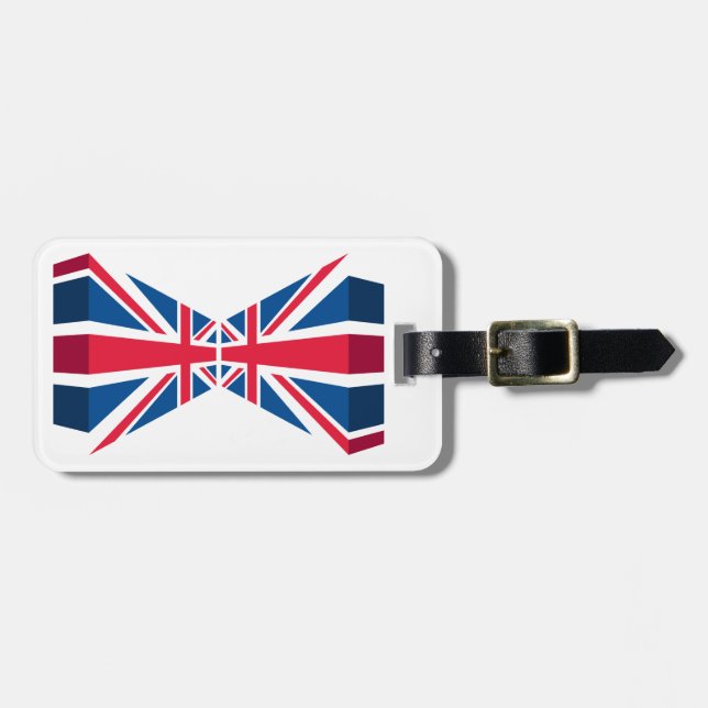 Étiquette À Bagage Double Union Jack, drapeau britannique en 3D (Devant horizontal)