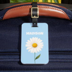 Étiquette À Bagage Douce lumière personnalisée Ciel Bleu Blanc Fleur