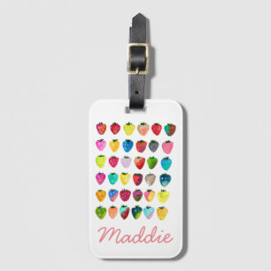 Étiquette À Bagage Douceur fraise mignonne aquarelle de fruit mignon