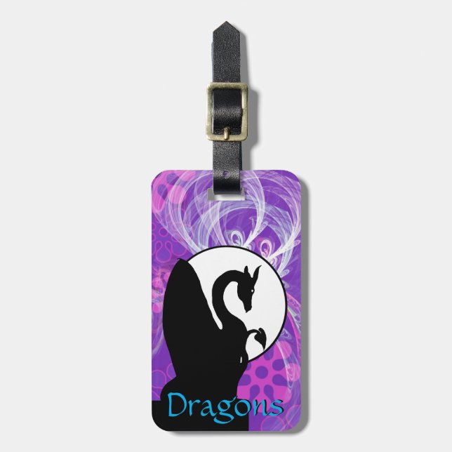 Étiquette À Bagage Dragon Moon I (Fleurs violettes) (Devant Vertical)