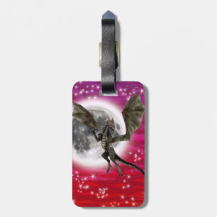 Étiquette À Bagage Dragon Noir - Créature Fantastique Mythique Ciel R