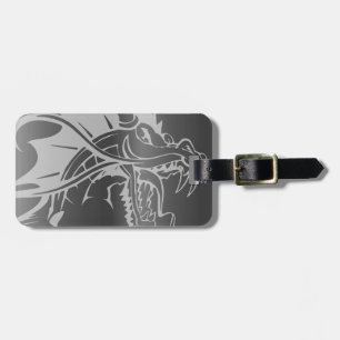 Étiquette À Bagage Dragon Oriental dans des Teintes de Gris