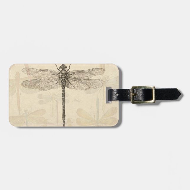 Étiquette À Bagage Dragonfly Vintage Antique Classic Nature (Devant horizontal)
