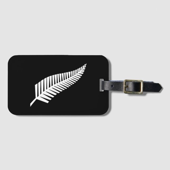 Étiquette À Bagage Drapeau à fougère argentée (NZ) (Devant Horizontal)