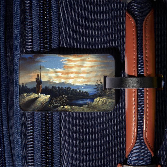 Étiquette À Bagage Drapeau américain céleste dans le ciel, Zouave Gue (Verso Insitu 2)