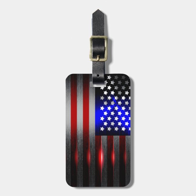 Étiquette À Bagage Drapeau américain coupé par laser 1 de tranchant (Devant Vertical)