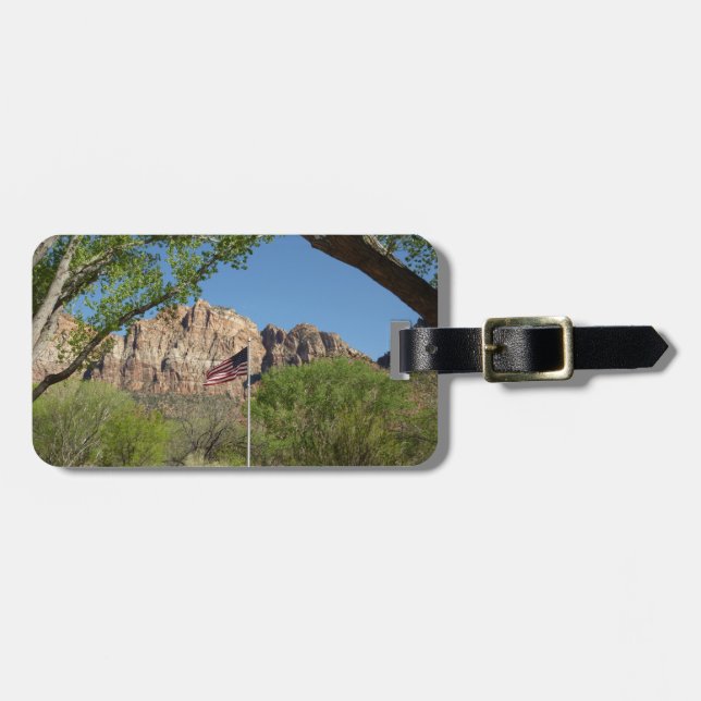 Étiquette À Bagage Drapeau américain dans le Parc national de Sion II (Devant horizontal)