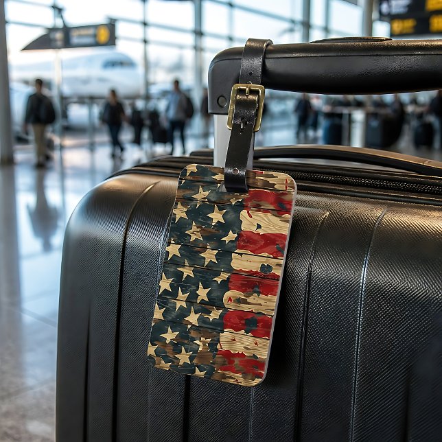 Étiquette À Bagage Drapeau américain rustique  (Créateur téléchargé)