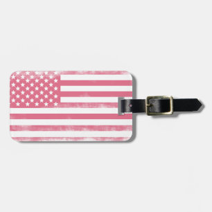 Étiquette À Bagage Drapeau américain tendance rose Grunge