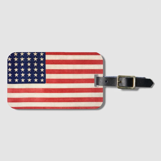 Étiquette À Bagage Drapeau américain vintage 36 Étoiles (Devant Horizontal)