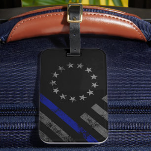 Étiquette À Bagage Drapeau Américain Vintage Blue Line