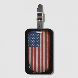 Étiquette À Bagage Drapeau américain vintage en détresse