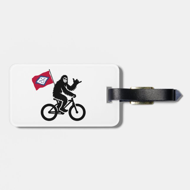 Étiquette À Bagage Drapeau Bigfoot Cycling Arkansas (Dos horizontal)
