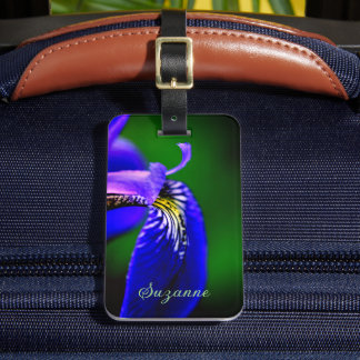 Étiquette À Bagage Drapeau Bleu Iris Fleur Pétale Gros plan Personnal