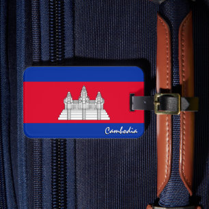 Étiquette À Bagage Drapeau cambodgien patriotique