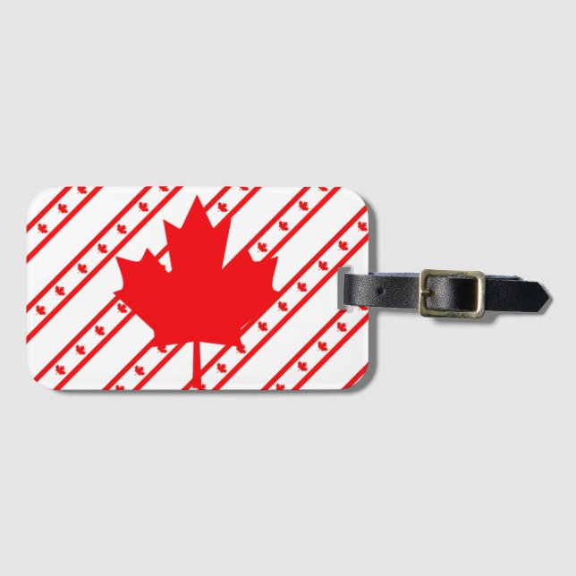 Étiquette À Bagage Drapeau canadien de rayures (Devant Horizontal)