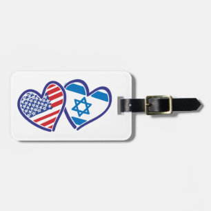 Étiquette À Bagage Drapeau cardiaque des États-Unis et d'Israël