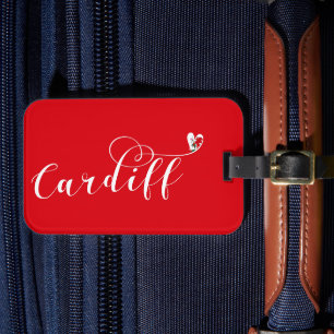 Étiquette À Bagage Drapeau Cardiff Coeur, Caerdydd, Pays de Galles