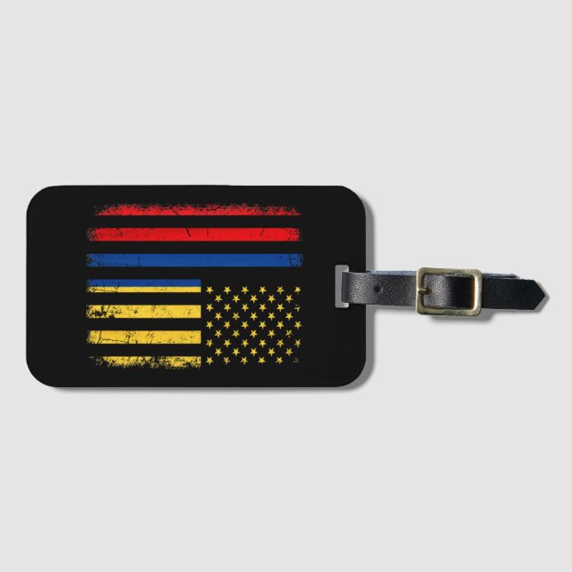 Étiquette À Bagage Drapeau Colombien Américain Racines Colombie A (Devant Horizontal)