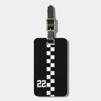 Étiquette À Bagage Drapeau De Course Personnalisé Noir Et Blanc