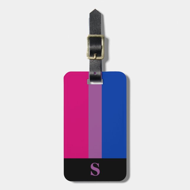 Étiquette À Bagage Drapeau de fierté bisexuel Monogramme (Devant Vertical)