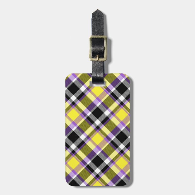 Étiquette À Bagage Drapeau de fierté éclectique boho non binaire à ca (Devant Vertical)