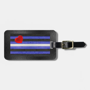 Étiquette À Bagage Drapeau de fierté en cuir SlipperyJoe's noir bleu 