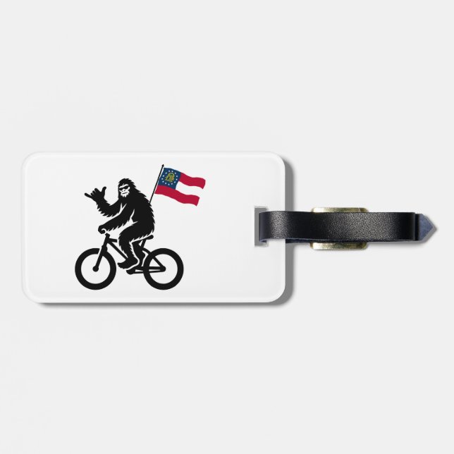 Étiquette À Bagage Drapeau de Géorgie à vélo Bigfoot (Dos horizontal)