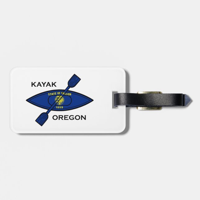 Étiquette À Bagage Drapeau de Kayak Oregon (Dos horizontal)