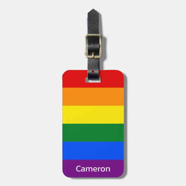 Étiquette À Bagage Drapeau de la fierté gay personnalisé (Devant Vertical)