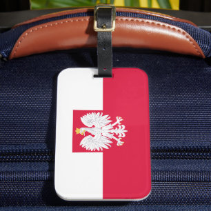 Étiquette À Bagage Drapeau de la Pologne (avec armoiries)