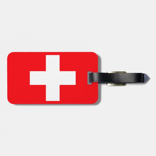 Étiquette À Bagage Drapeau de la Suisse (Dos horizontal)