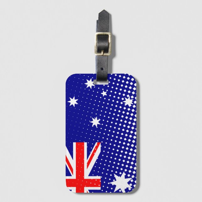 Étiquette À Bagage Drapeau De L'Australie Avec Effet Halftone (Devant Vertical)