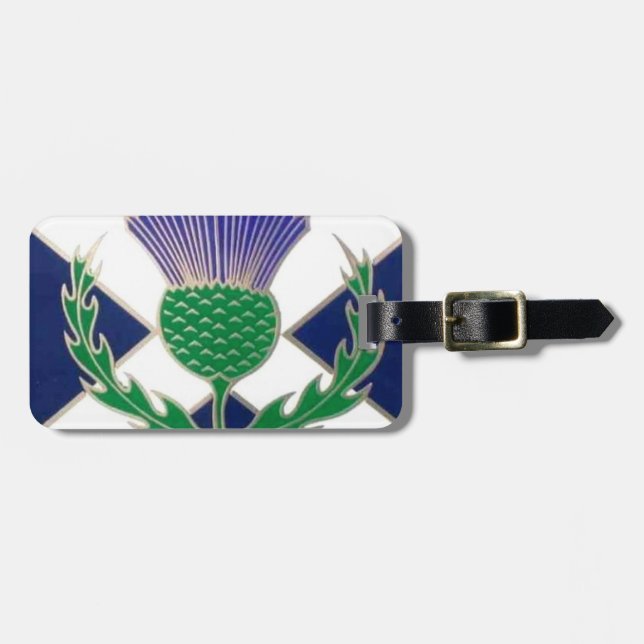 Étiquette À Bagage Drapeau de l'Écosse et Chardon (Devant horizontal)