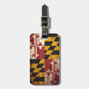 Étiquette À Bagage Drapeau de l'État du Maryland sur un vieux grain d