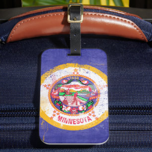 Étiquette À Bagage Drapeau de l'État du Minnesota en détresse