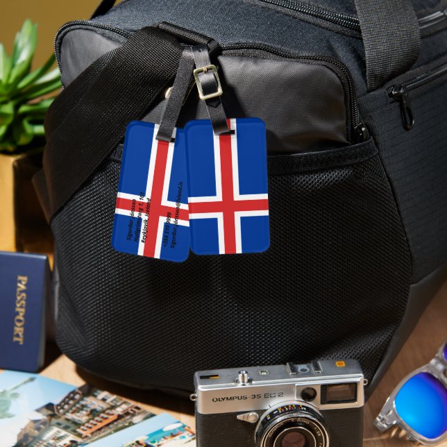 Étiquette À Bagage Drapeau de l'Islande (Recto & Verso)