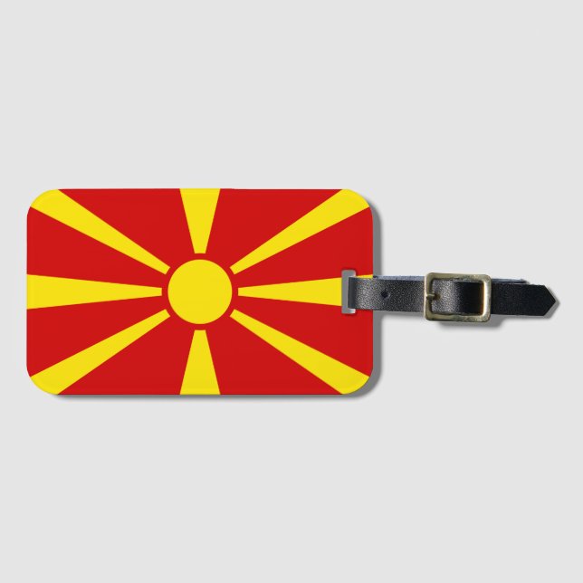 Étiquette À Bagage Drapeau de Macédoine du Nord (Devant Horizontal)
