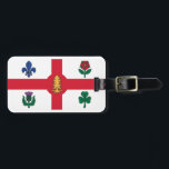 Étiquette À Bagage Drapeau de Montréal (Québec)<br><div class="desc">Bagages Tag avec le drapeau de Montréal,  la ville la plus peuplée de la province de Québec,  Canada. Drapeau blanc à croix rouge,  pin blanc,  fleur de lys bleu,  rose rouge de Lancaster,  shamrock et chardon</div>